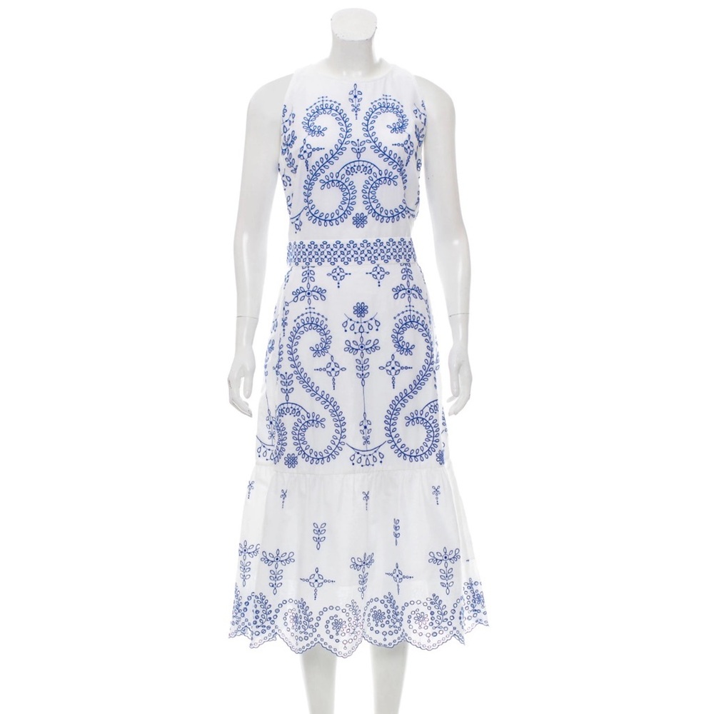 Tory Burch Blue and White Midi Dress